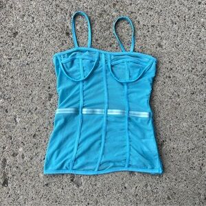 Sheer Blue Tank Top Lingerie Corset Cami Medium New with Tag